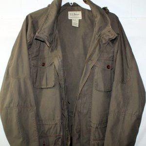 LL BEAN Cargo Explorer Safari Field Brown Jacket w/ Hood Size XXL Tall NICE